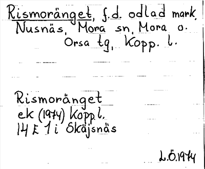 Bild på arkivkortet för arkivposten Rismoränget
