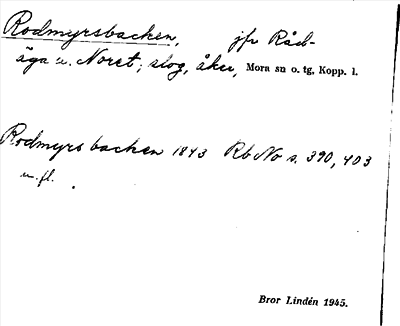 Bild på arkivkortet för arkivposten Rodmyrsbacken