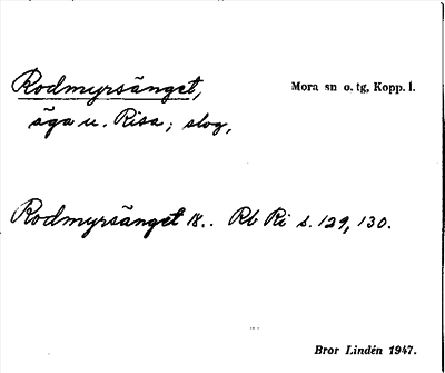 Bild på arkivkortet för arkivposten Rodmyrsänget