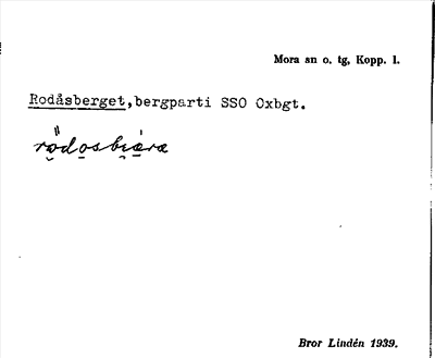 Bild på arkivkortet för arkivposten Rodåsberget