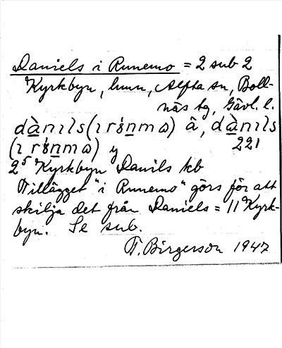 Bild på arkivkortet för arkivposten Daniels i Runemo