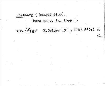 Bild på arkivkortet för arkivposten Rostberg