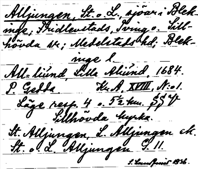 Bild på arkivkortet för arkivposten Alljungen, St. o. L.
