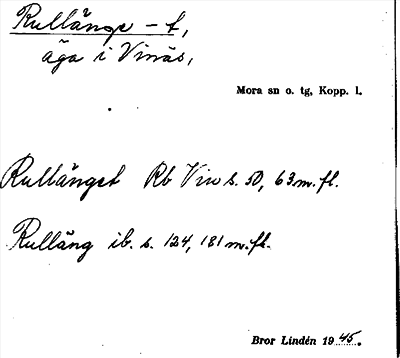 Bild på arkivkortet för arkivposten Rullänge -t
