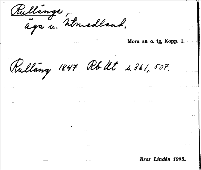 Bild på arkivkortet för arkivposten Rullänge