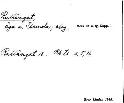 Bild på arkivkortet för arkivposten Rullänget