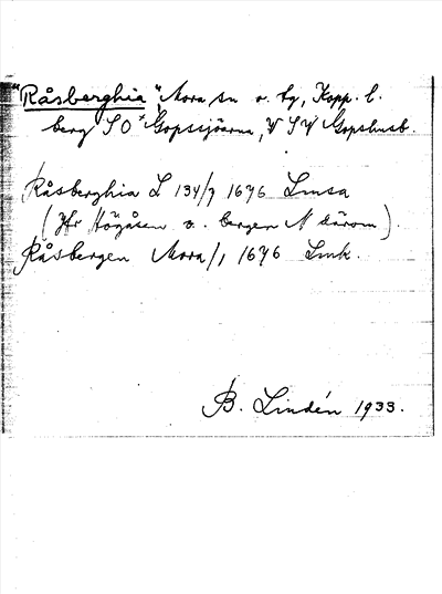 Bild på arkivkortet för arkivposten »Råsberghia»