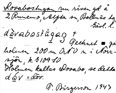 Bild på arkivkortet för arkivposten Dovabostugan
