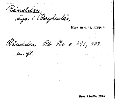 Bild på arkivkortet för arkivposten Råudden