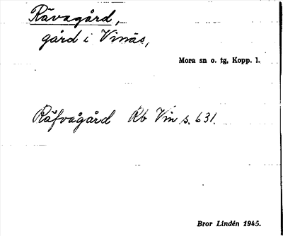 Bild på arkivkortet för arkivposten Rävagård