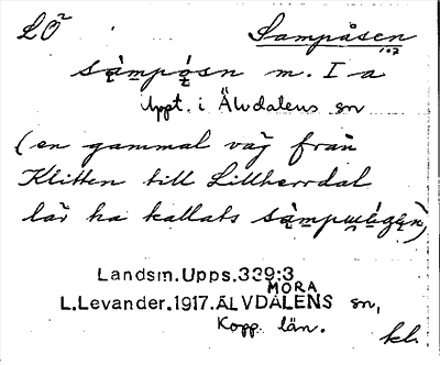 Bild på arkivkortet för arkivposten Sampåsen