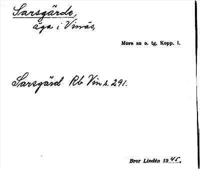 Bild på arkivkortet för arkivposten Sarsgärde