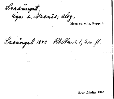 Bild på arkivkortet för arkivposten Sarsänget