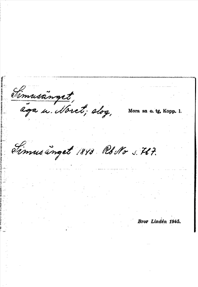 Bild på arkivkortet för arkivposten Simusänget