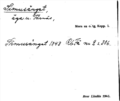 Bild på arkivkortet för arkivposten Simusänget