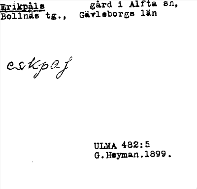 Bild på arkivkortet för arkivposten Erikpåls