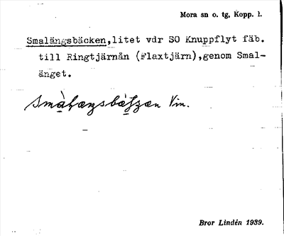 Bild på arkivkortet för arkivposten Smalängsbäcken