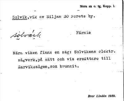 Bild på arkivkortet för arkivposten Solvik