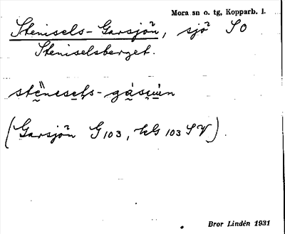 Bild på arkivkortet för arkivposten Stenisels-Garsjön