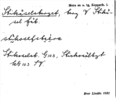 Bild på arkivkortet för arkivposten Stikåselsberget