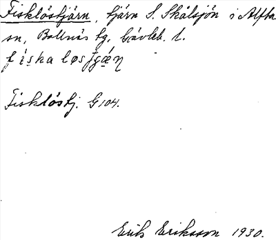 Bild på arkivkortet för arkivposten Fisklöstjärn