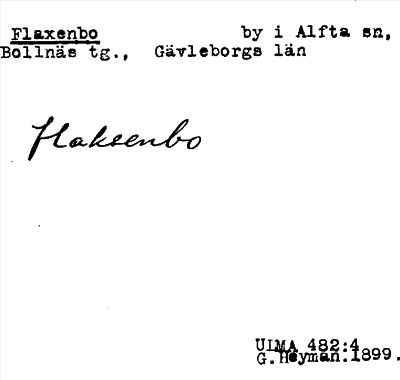 Bild på arkivkortet för arkivposten Flaxenbo