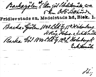 Bild på arkivkortet för arkivposten Barkagölen