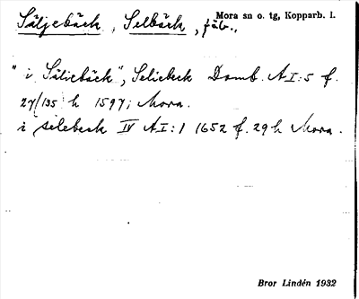 Bild på arkivkortet för arkivposten Säljebäck, Selbäck