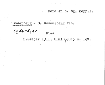 Bild på arkivkortet för arkivposten Söderberg = S. Bomansberg fäb.