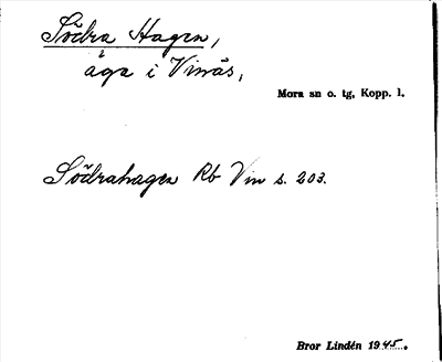 Bild på arkivkortet för arkivposten Södra Hagen