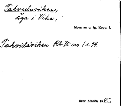 Bild på arkivkortet för arkivposten Takvedaviken