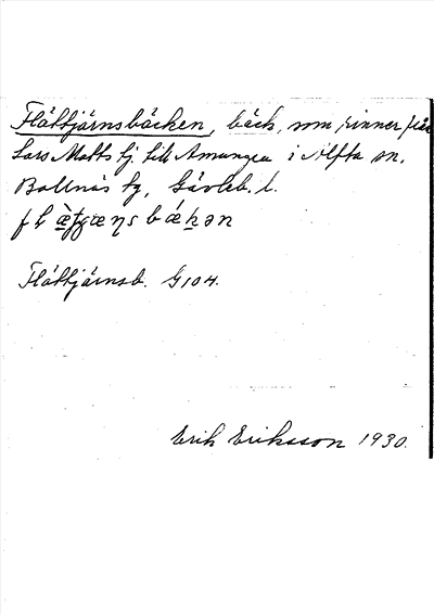 Bild på arkivkortet för arkivposten Flättjärnsbäcken
