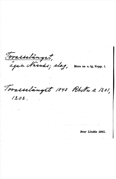 Bild på arkivkortet för arkivposten Tovasselänget