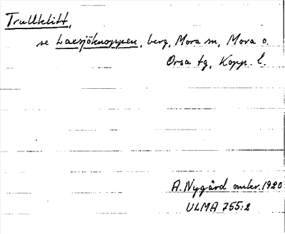 Bild på arkivkortet för arkivposten Trullklitt, se Laxsjöknoppen