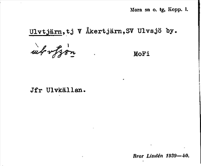Bild på arkivkortet för arkivposten Ulvtjärn