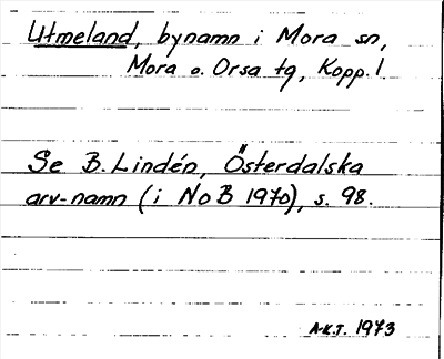 Bild på arkivkortet för arkivposten Utmeland