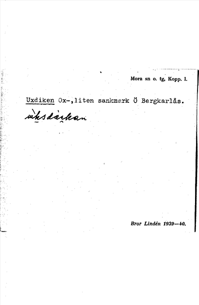 Bild på arkivkortet för arkivposten Uxdiken