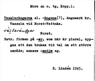 Bild på arkivkortet för arkivposten Vasslarängarna el. -ängena(?)