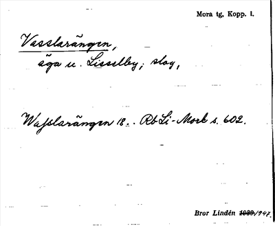 Bild på arkivkortet för arkivposten Vasslarängen