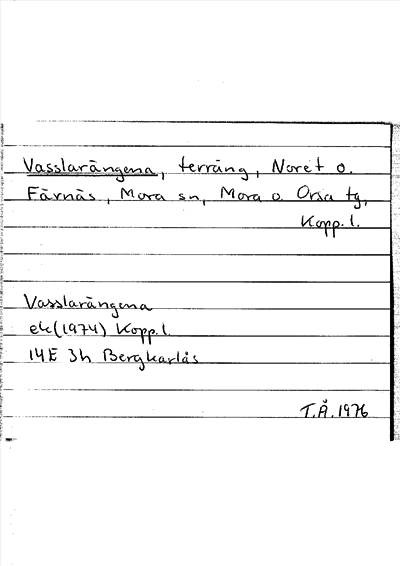 Bild på arkivkortet för arkivposten Vasslarängena