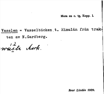 Bild på arkivkortet för arkivposten Vasslen