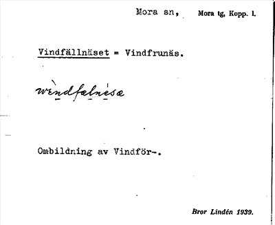Bild på arkivkortet för arkivposten Vindfällnäset