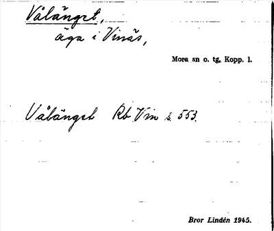 Bild på arkivkortet för arkivposten Vålänget