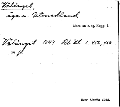 Bild på arkivkortet för arkivposten Vålänget