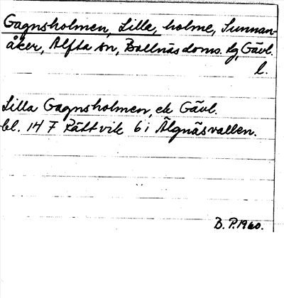 Bild på arkivkortet för arkivposten Gagnsholmen, Lilla