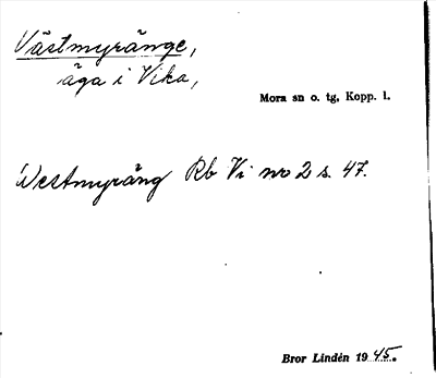 Bild på arkivkortet för arkivposten Västmyränge