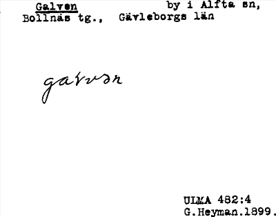 Bild på arkivkortet för arkivposten Galven