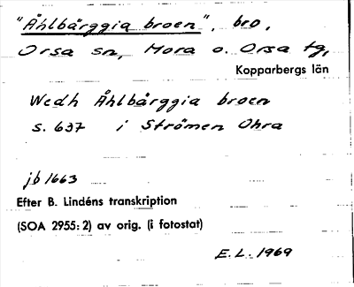 Bild på arkivkortet för arkivposten »Åhlbärggia broen»