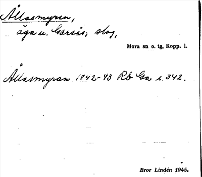 Bild på arkivkortet för arkivposten Ållasmyren