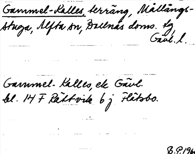 Bild på arkivkortet för arkivposten Gammel-Kalles